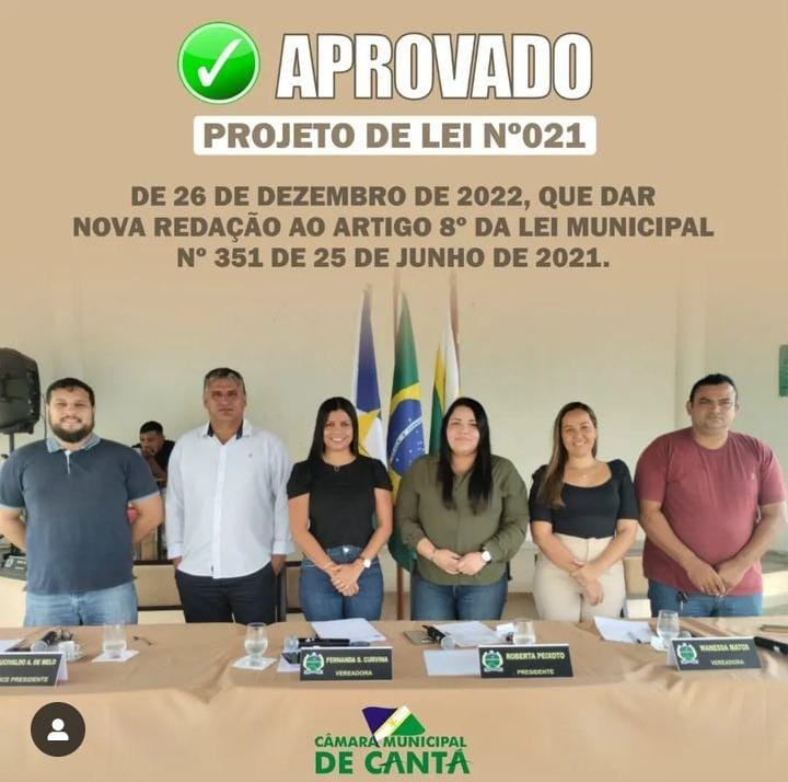 APROVAÇÃO DO PROJETO DE LEI Nº 021