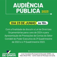 AUDIÊNCIA PÚBLICA NO DIA 23 DE JUNHO