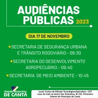 PROGRAMAÇÃO DAS AUDIÊNCIAS PÚBLICAS 