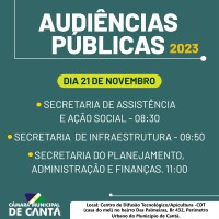 PROGRAMAÇÃO DAS AUDIÊNCIAS PÚBLICAS 